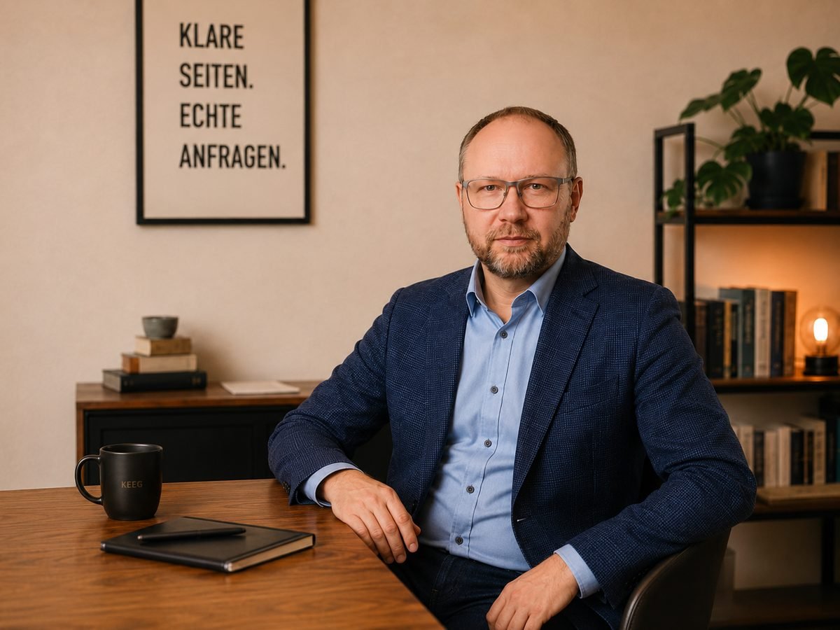 Roman — KEEG Websites, an seinem Schreibtisch in Wien